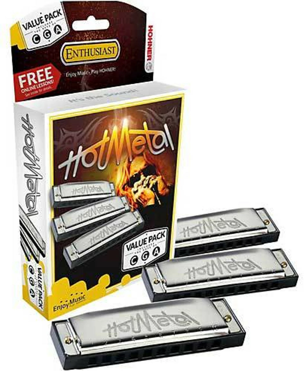 Hohner Hot Metal 3-Pce Harmonica Value Pack In The Keys C, G, A 3 Hohner Hot Metal 3-Pce Harmonica Value Pack In The Keys C, G, A - Image 3